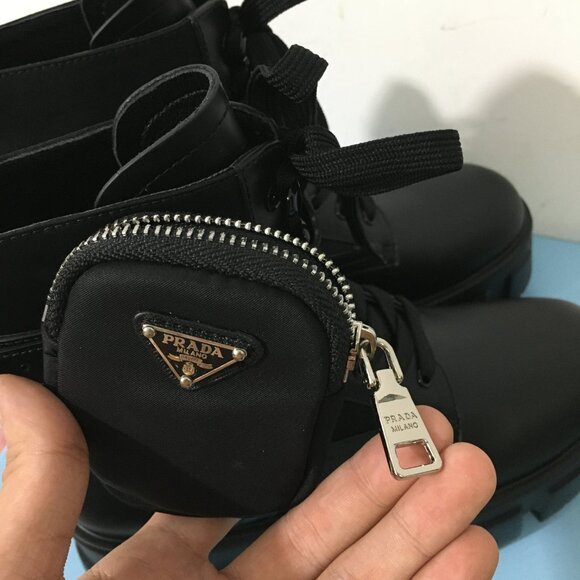 Prada women's black boots loafers - Picture 3 of 9